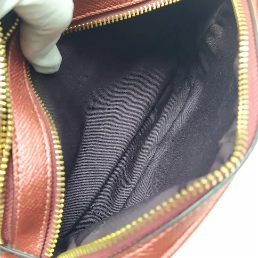 Coach Red Leather Double Zipper Closure Crossbody Bag